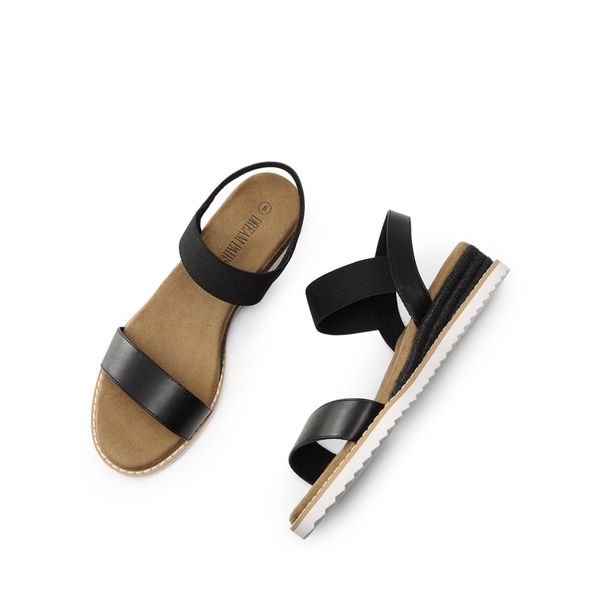 Ankle Elastic Strap Espadrille Flat Sandals - BLACK - 5